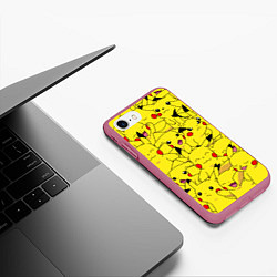 Чехол iPhone 7/8 матовый ПИКАЧУ, цвет: 3D-малиновый — фото 2