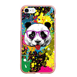 Чехол iPhone 7/8 матовый Панда хипстер в брызгах краски