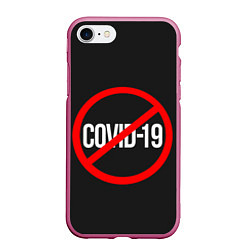 Чехол iPhone 7/8 матовый STOP COVID-19, цвет: 3D-малиновый