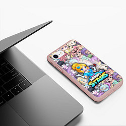 Чехол iPhone 7/8 матовый BrawlStars Girls Oko, цвет: 3D-светло-розовый — фото 2