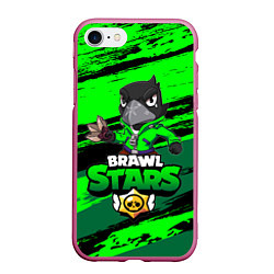 Чехол iPhone 7/8 матовый BRAWL STARS CROW, цвет: 3D-малиновый