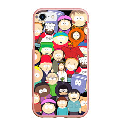 Чехол iPhone 7/8 матовый South Park персонажи, цвет: 3D-светло-розовый