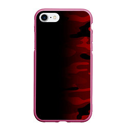 Чехол iPhone 7/8 матовый RED BLACK MILITARY CAMO, цвет: 3D-малиновый