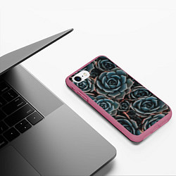 Чехол iPhone 7/8 матовый Цветы Розы, цвет: 3D-малиновый — фото 2
