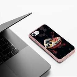 Чехол iPhone 7/8 матовый Сакура и рамен, цвет: 3D-светло-розовый — фото 2