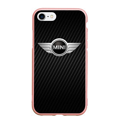 Чехол iPhone 7/8 матовый MINI COOPER CARBON, цвет: 3D-светло-розовый