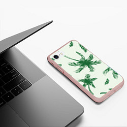 Чехол iPhone 7/8 матовый Пальмовый рай, цвет: 3D-светло-розовый — фото 2