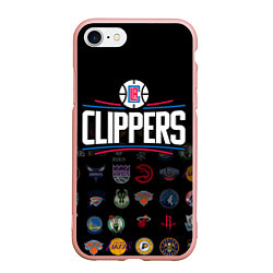 Чехол iPhone 7/8 матовый Los Angeles Clippers 2, цвет: 3D-светло-розовый