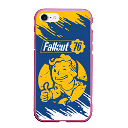 Чехол iPhone 7/8 матовый FALLOUT76, цвет: 3D-малиновый