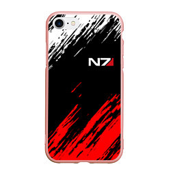 Чехол iPhone 7/8 матовый MASS EFFECT N7, цвет: 3D-светло-розовый