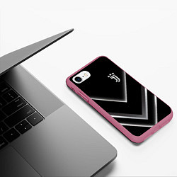 Чехол iPhone 7/8 матовый Juventus F C, цвет: 3D-малиновый — фото 2