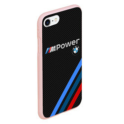 Чехол iPhone 7/8 матовый BMW POWER CARBON, цвет: 3D-светло-розовый — фото 2