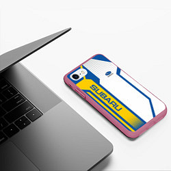 Чехол iPhone 7/8 матовый Subaru Driver team, цвет: 3D-малиновый — фото 2