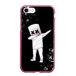 Чехол iPhone 7/8 матовый Marshmello, цвет: 3D-малиновый