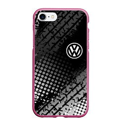 Чехол iPhone 7/8 матовый Volkswagen, цвет: 3D-малиновый