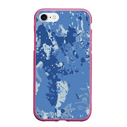 Чехол iPhone 7/8 матовый КАМУФЛЯЖ BLUE, цвет: 3D-малиновый