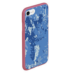 Чехол iPhone 7/8 матовый КАМУФЛЯЖ BLUE, цвет: 3D-малиновый — фото 2