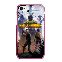 Чехол iPhone 7/8 матовый PUBG, цвет: 3D-малиновый