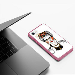 Чехол iPhone 7/8 матовый Фрида Кало, цвет: 3D-малиновый — фото 2