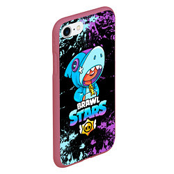 Чехол iPhone 7/8 матовый Brawl Stars Leon Shark, цвет: 3D-малиновый — фото 2