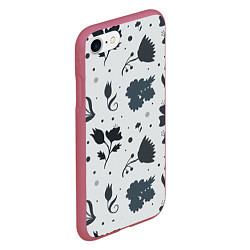 Чехол iPhone 7/8 матовый Чёрно-белые цветы, цвет: 3D-малиновый — фото 2