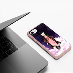 Чехол iPhone 7/8 матовый Незуко, цвет: 3D-светло-розовый — фото 2