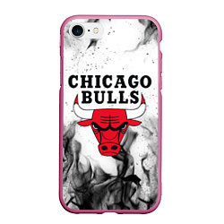 Чехол iPhone 7/8 матовый CHICAGO BULLS, цвет: 3D-малиновый