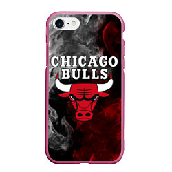 Чехол iPhone 7/8 матовый CHICAGO BULLS, цвет: 3D-малиновый