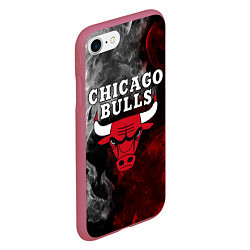 Чехол iPhone 7/8 матовый CHICAGO BULLS, цвет: 3D-малиновый — фото 2