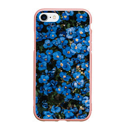 Чехол iPhone 7/8 матовый Поле синих цветов фиалки лето, цвет: 3D-светло-розовый