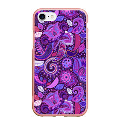Чехол iPhone 7/8 матовый Фиолетовый этнический дудлинг