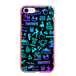 Чехол iPhone 7/8 матовый FORTNITE, цвет: 3D-светло-розовый