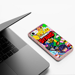 Чехол iPhone 7/8 матовый BRAWL STARS ВСЕ БРАВЛЕРЫ, цвет: 3D-светло-розовый — фото 2