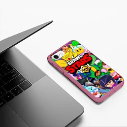 Чехол iPhone 7/8 матовый BRAWL STARS ВСЕ БРАВЛЕРЫ, цвет: 3D-малиновый — фото 2