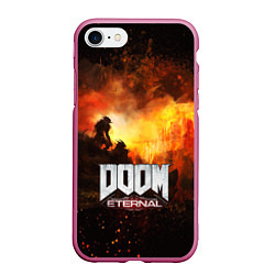 Чехол iPhone 7/8 матовый DOOM ETERNAL, цвет: 3D-малиновый