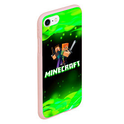 Чехол iPhone 7/8 матовый Minecraft 1, цвет: 3D-светло-розовый — фото 2