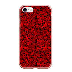 Чехол iPhone 7/8 матовый ЧЕРЕПА И РОЗЫ, цвет: 3D-светло-розовый