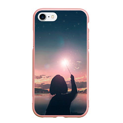 Чехол iPhone 7/8 матовый Девушка свечение волшебство, цвет: 3D-светло-розовый