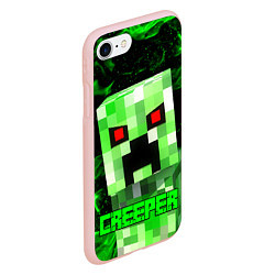 Чехол iPhone 7/8 матовый MINECRAFT CREEPER, цвет: 3D-светло-розовый — фото 2