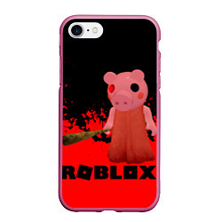 Чехол iPhone 7/8 матовый Roblox Piggy, цвет: 3D-малиновый