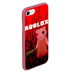 Чехол iPhone 7/8 матовый Roblox Piggy, цвет: 3D-малиновый — фото 2