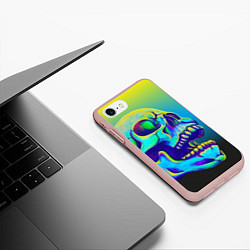 Чехол iPhone 7/8 матовый Neon skull, цвет: 3D-светло-розовый — фото 2
