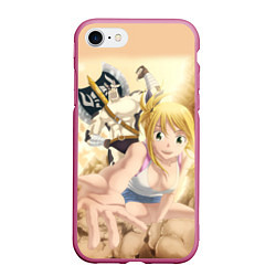 Чехол iPhone 7/8 матовый FAIRY TAIL ХВОСТ ФЕИ, цвет: 3D-малиновый