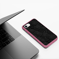 Чехол iPhone 7/8 матовый Круги черный узор геометрия, цвет: 3D-малиновый — фото 2