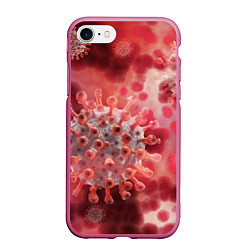 Чехол iPhone 7/8 матовый Коронавирус, цвет: 3D-малиновый