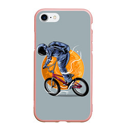 Чехол iPhone 7/8 матовый Космический велосипедист Z, цвет: 3D-светло-розовый