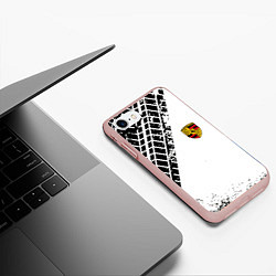 Чехол iPhone 7/8 матовый PORSCHE, цвет: 3D-светло-розовый — фото 2