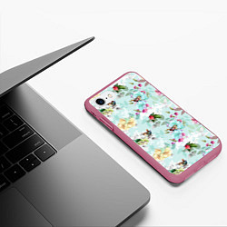 Чехол iPhone 7/8 матовый Весенние цветы, цвет: 3D-малиновый — фото 2