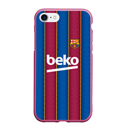 Чехол iPhone 7/8 матовый FC Barcelona 2021, цвет: 3D-малиновый