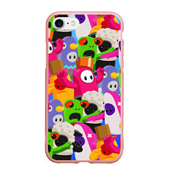Чехол iPhone 7/8 матовый Fall Guys, цвет: 3D-светло-розовый